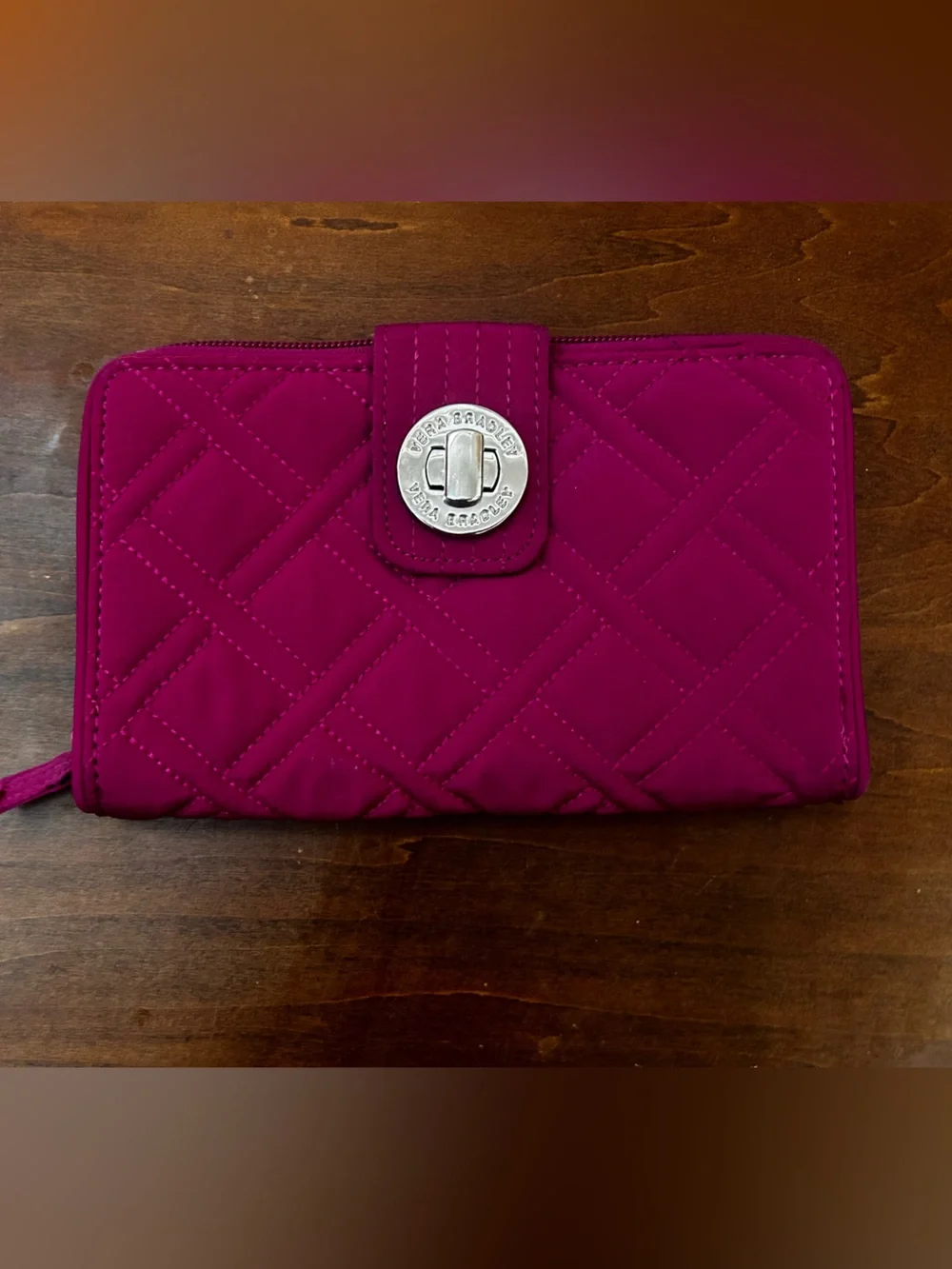 vera bradley Quilted Magenta Turn lock Zip-Around organizer Wallet